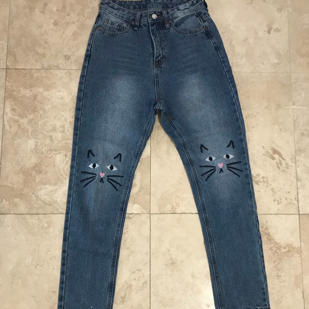 High rise kitty jeans